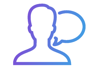 Icon of person with speech bubble 